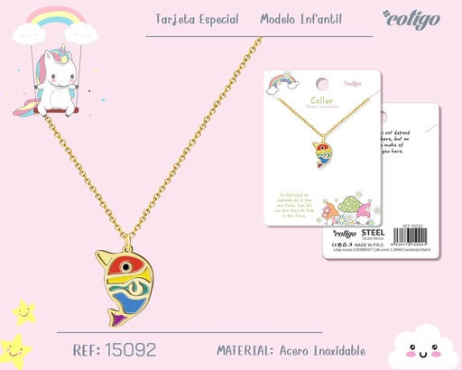 [15092] Collar para niña de acero color plateado - Joyería infantil