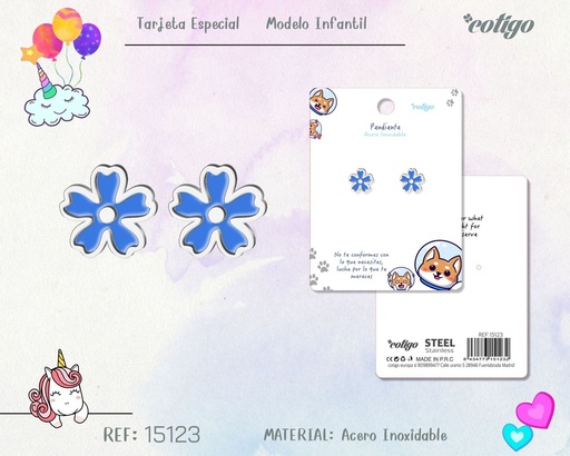 [15123] Pendiente para niña de acero color plateado - Joyería infantil