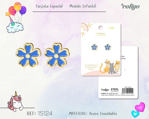 [15124] Pendiente para niña de acero color dorado - Joyería infantil