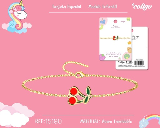 [15190] Pulsera para niña de acero color dorado - Joyería y accesorios infantiles