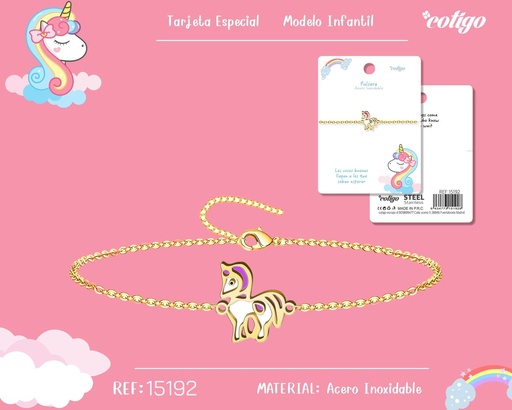 [15192] Pulsera para niña de acero color dorado - Joyería y accesorios infantiles