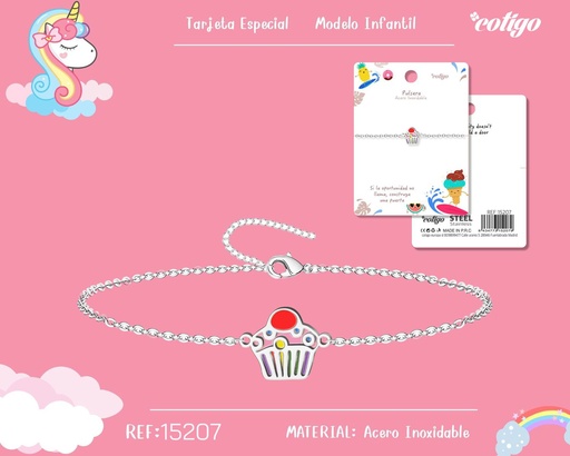 [15207] Pulsera para niña de acero color plateado - Joyería infantil