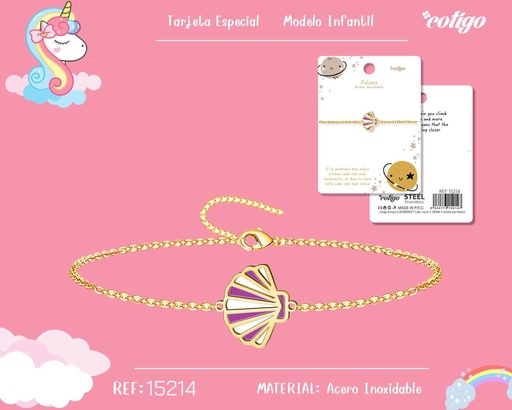 [15214] Pulsera para niña de acero color dorado - Joyería infantil
