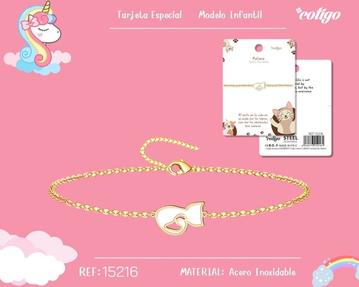 [15216] Pulsera para niña de acero color dorado - Joyería infantil