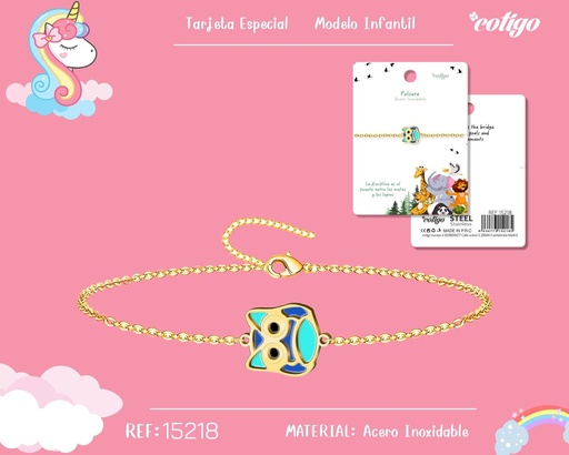 [15218] Pulsera para niña de acero color dorado - Joyería infantil