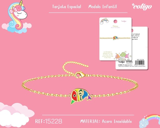 [15228] Pulsera para niña de acero color dorado - Joyería infantil