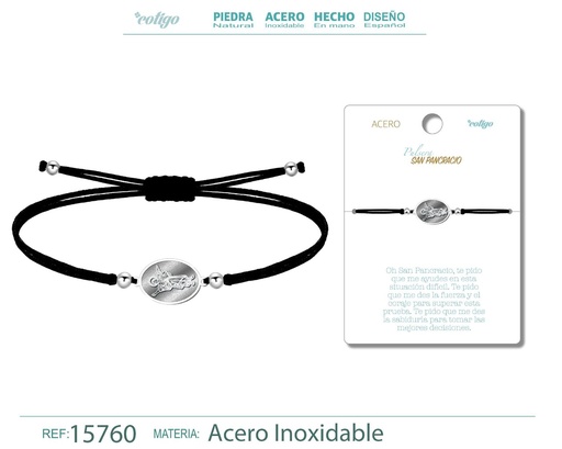 [15760] Pulsera de hilo encerado con San Pancracio plateado - Accesorios religiosos