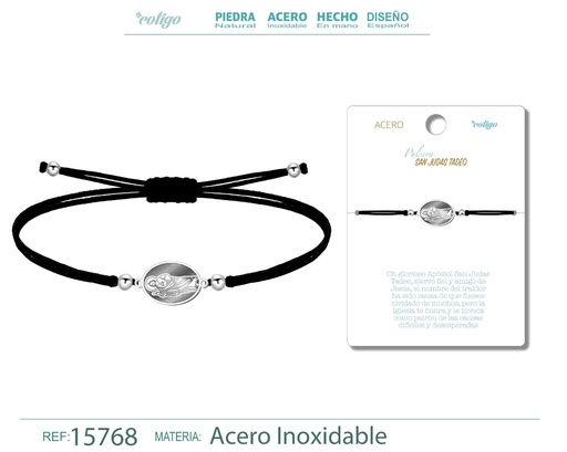 [15768] Pulsera de hilo encerado con San Judas Tadeo plateado - Accesorios religiosos