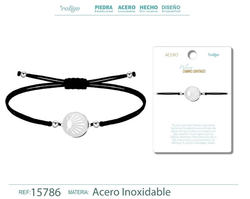 [15786] Pulsera de hilo encerado con Camino Santiago plateado - Accesorios espirituales