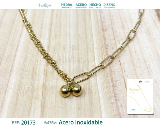 [20173] Tobillera de acero color dorado - Accesorios de moda