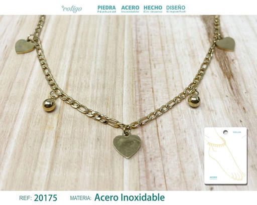 [20175] Tobillera de acero color dorado - Accesorios de moda