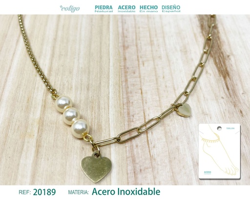 [20189] Tobillera de acero color dorado - Accesorios de moda