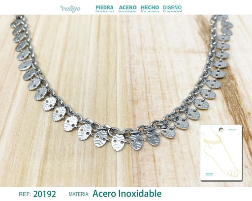 [20192] Tobillera de acero color plateado - Accesorios de moda