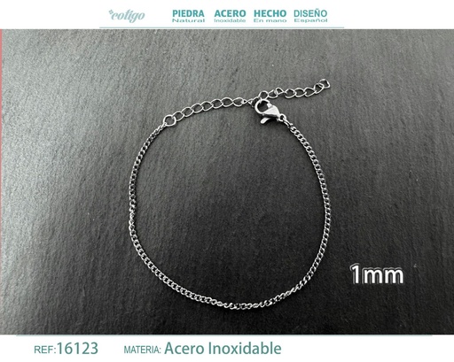 [16123] Pulsera de cadena de acero plateado - Accesorios de moda