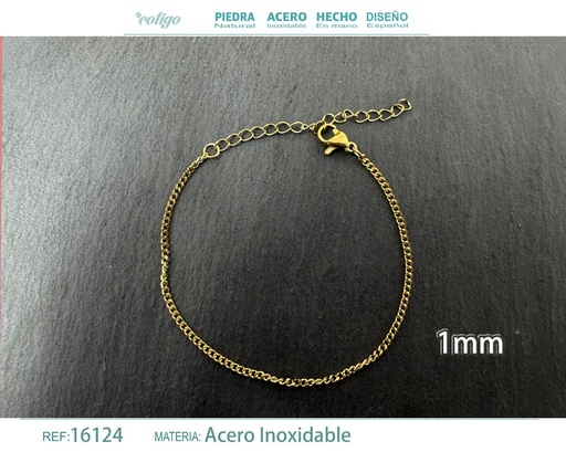 [16124] Pulsera de cadena de acero dorado - Joyas de cadena