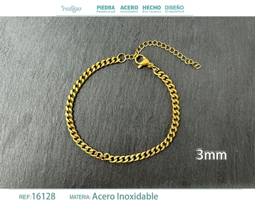 [16128] Pulsera de cadena de acero dorado - Joyas de cadena