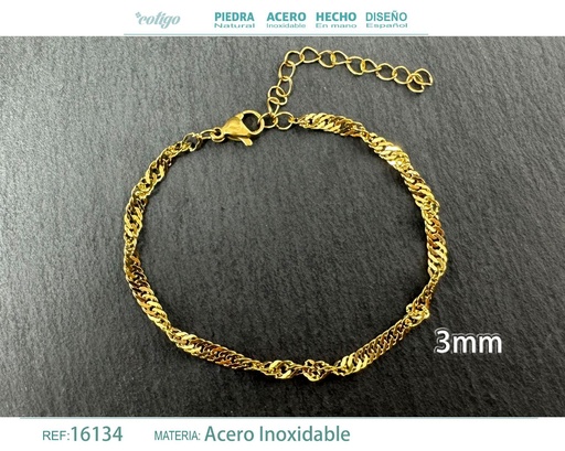 [16134] Pulsera de cadena de acero dorado - Joyas de cadena