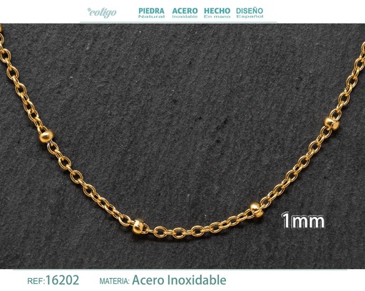 [16202] Collar de cadena de acero dorado - Joyería de cadena