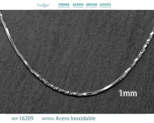 [16209] Collar de cadena de acero plateado - Joyería de cadena