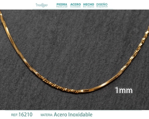 [16210] Collar de cadena de acero dorado - Joyería de cadena