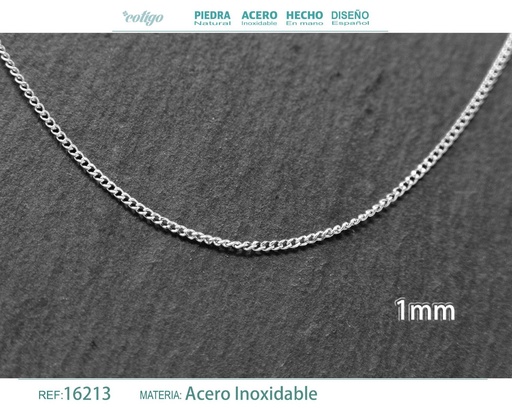 [16213] Collar de cadena de acero plateado - Joyas de cadena