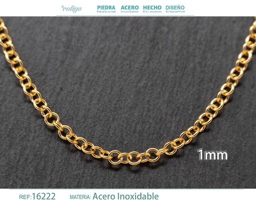 [16222] Collar de cadena de acero dorado - Joyería de cadena