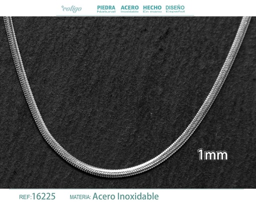 [16225] Collar de cadena de acero plateado - Joyería de cadena