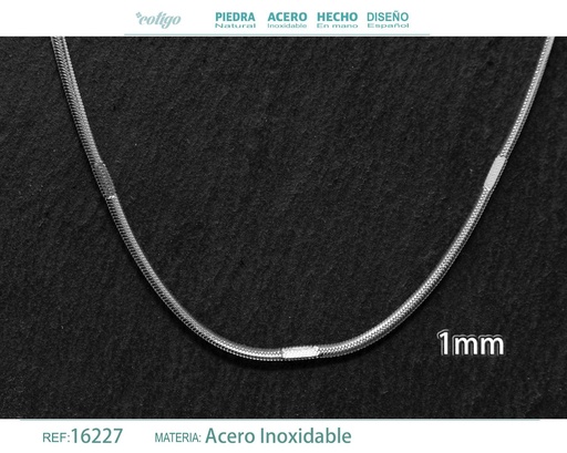 [16227] Collar de cadena de acero plateado - Joyería de cadena