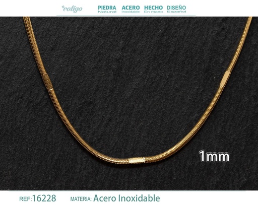 [16228] Collar de cadena de acero dorado - Joyería de cadena