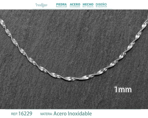 [16229] Collar de cadena de acero plateado - Joyería de cadena