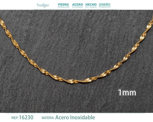 [16230] Collar de cadena de acero dorado - Joyería de cadena