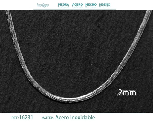 [16231] Collar de cadena de acero plateado - Joyería de cadena