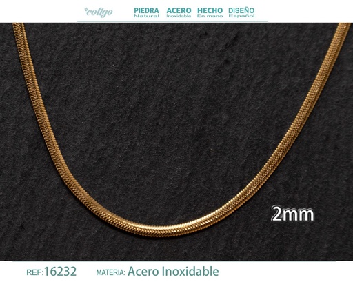 [16232] Collar de cadena de acero dorado - Joyería de cadena