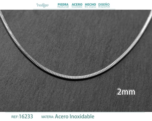 [16233] Collar de cadena de acero plateado - Joyería de cadena