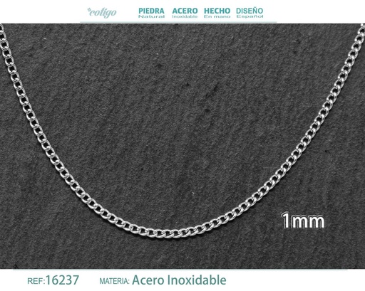 [16237] Collar de cadena de acero plateado - Joyería de cadena