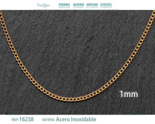 [16238] Collar de cadena de acero dorado - Joyería de cadena