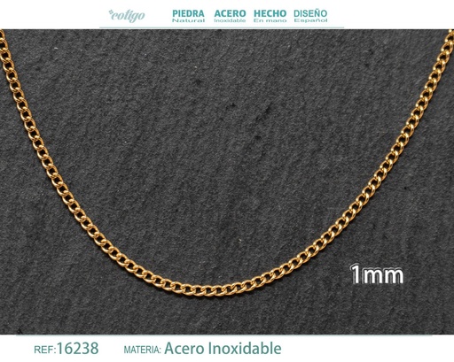 [16238] Collar de cadena de acero dorado - Joyería de cadena