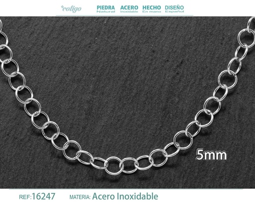 [16247] Collar de cadena de acero plateado - Joyería de cadena