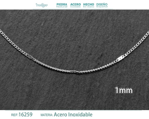 [16259] Collar de cadena de acero plateado - Joyería de cadena