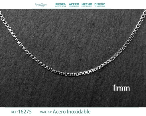 [16275] Collar de cadena de acero plateado - Joyería de cadena