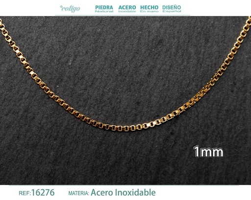 [16276] Collar de cadena de acero dorado - Joyería de cadena