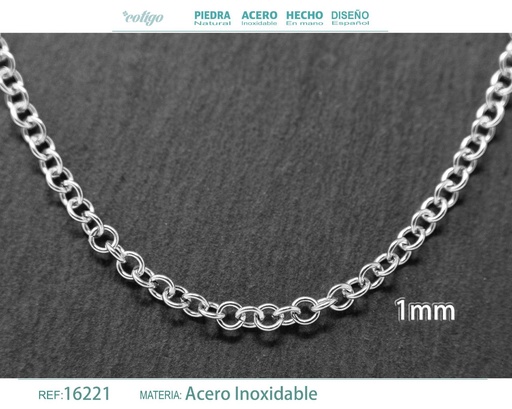 [16221] Collar de cadena de acero plateado - Joyería de cadena