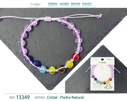 [13349] Pulsera de 7 chakras con cristal de hilo trenzado - Accesorios de bienestar