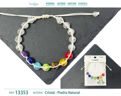 [13353] Pulsera de 7 chakras con cristal de hilo trenzado - Accesorios holísticos