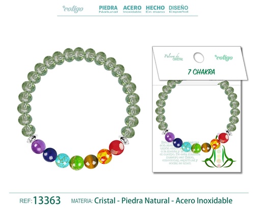 [13363] Pulsera de 7 chakras con cristal de hilo elástico - Accesorios holísticos