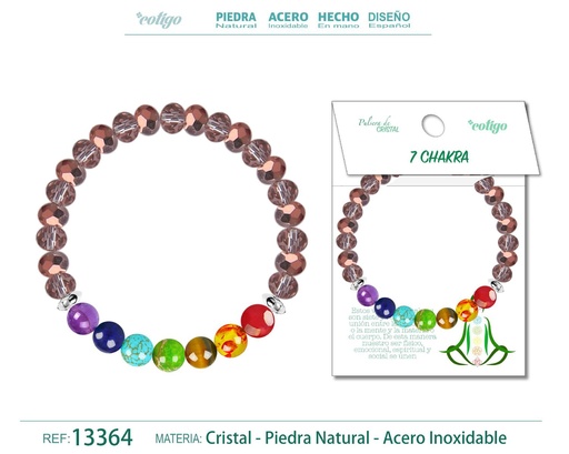 [13364] Pulsera de 7 chakras con cristal de hilo elástico - Joyas de meditación