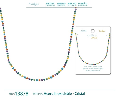 [13878] Collar de Cristal Multicolor con cierre de Acero - Accesorios de joyería elegantes