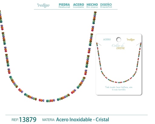 [13879] Collar de Cristal Multicolor con cierre de Acero - Accesorios de joyería elegantes