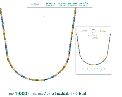 [13880] Collar de Cristal Multicolor con cierre de Acero - Accesorios de joyería elegantes