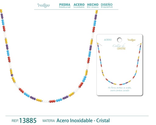 [13885] Collar de Cristal Multicolor con cierre de Acero - Accesorios de joyería elegantes
